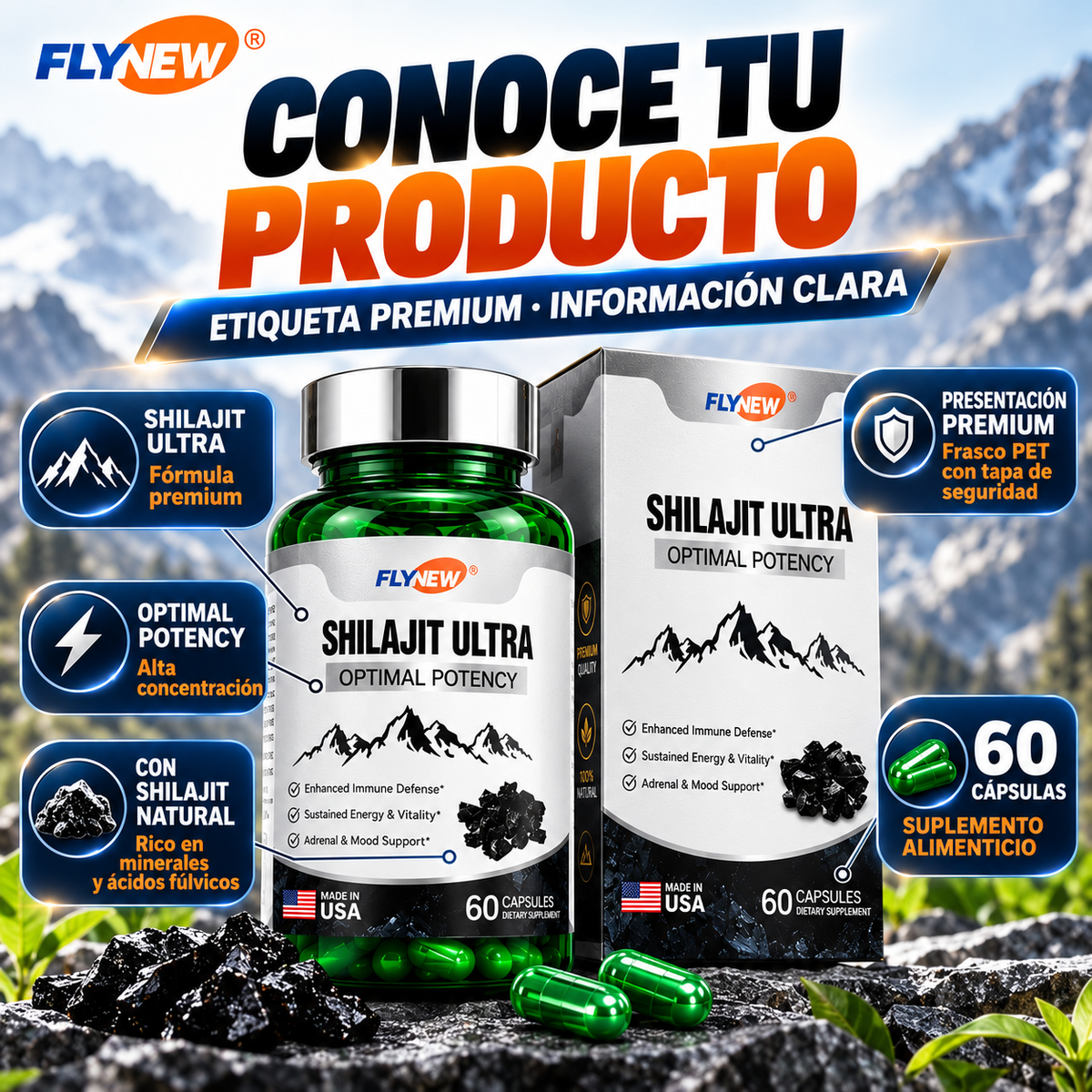 SHILAJIT ULTRA POTENCY - 60 CÁPSULAS